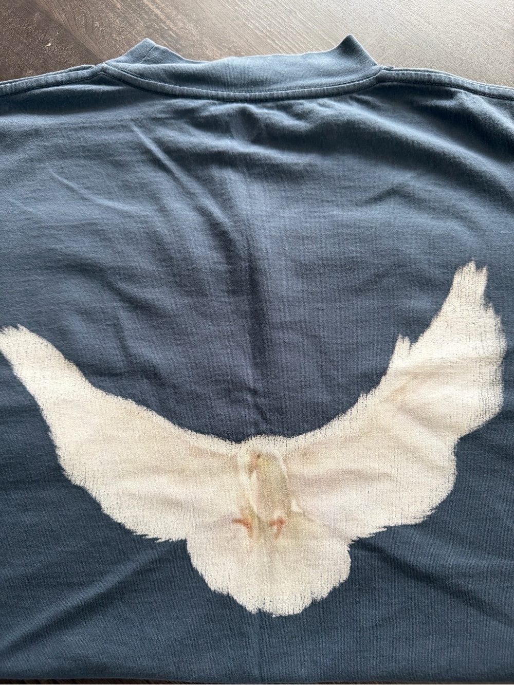 Yeezy Navy Tee with Large White Dove Graphic